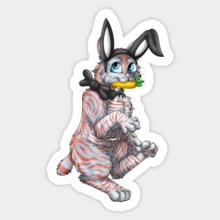 Bobtail BunnyCat: Red On Blue Tabby (Black) Sticker